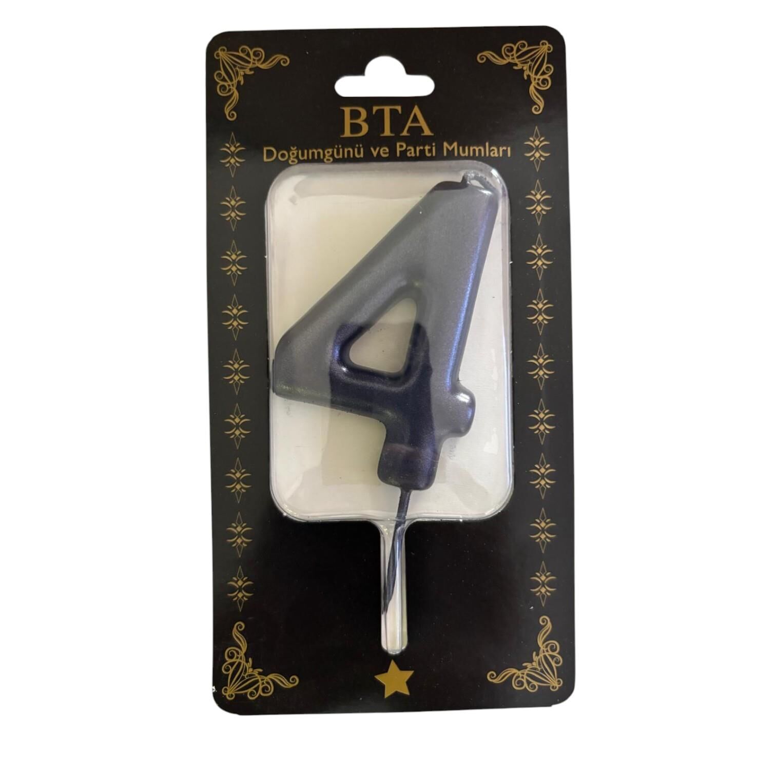 RAKAM MUM 8 CM SİYAH ''4''