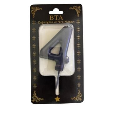 RAKAM MUM 8 CM SİYAH ''4''