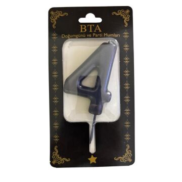 RAKAM MUM 8 CM SİYAH ''4''