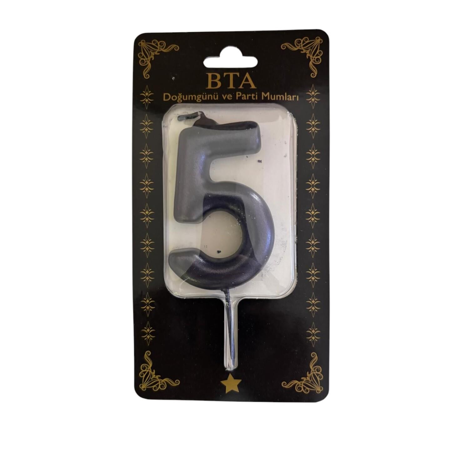RAKAM MUM 8 CM SİYAH ''5''