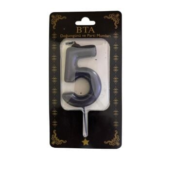 RAKAM MUM 8 CM SİYAH ''5''