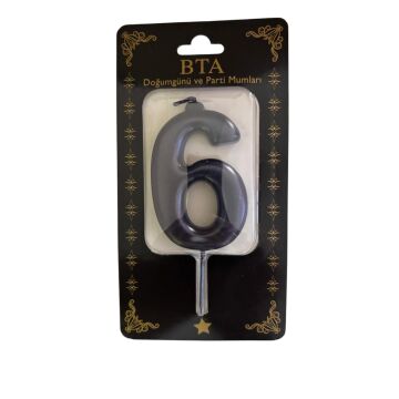 RAKAM MUM 8 CM SİYAH ''6''