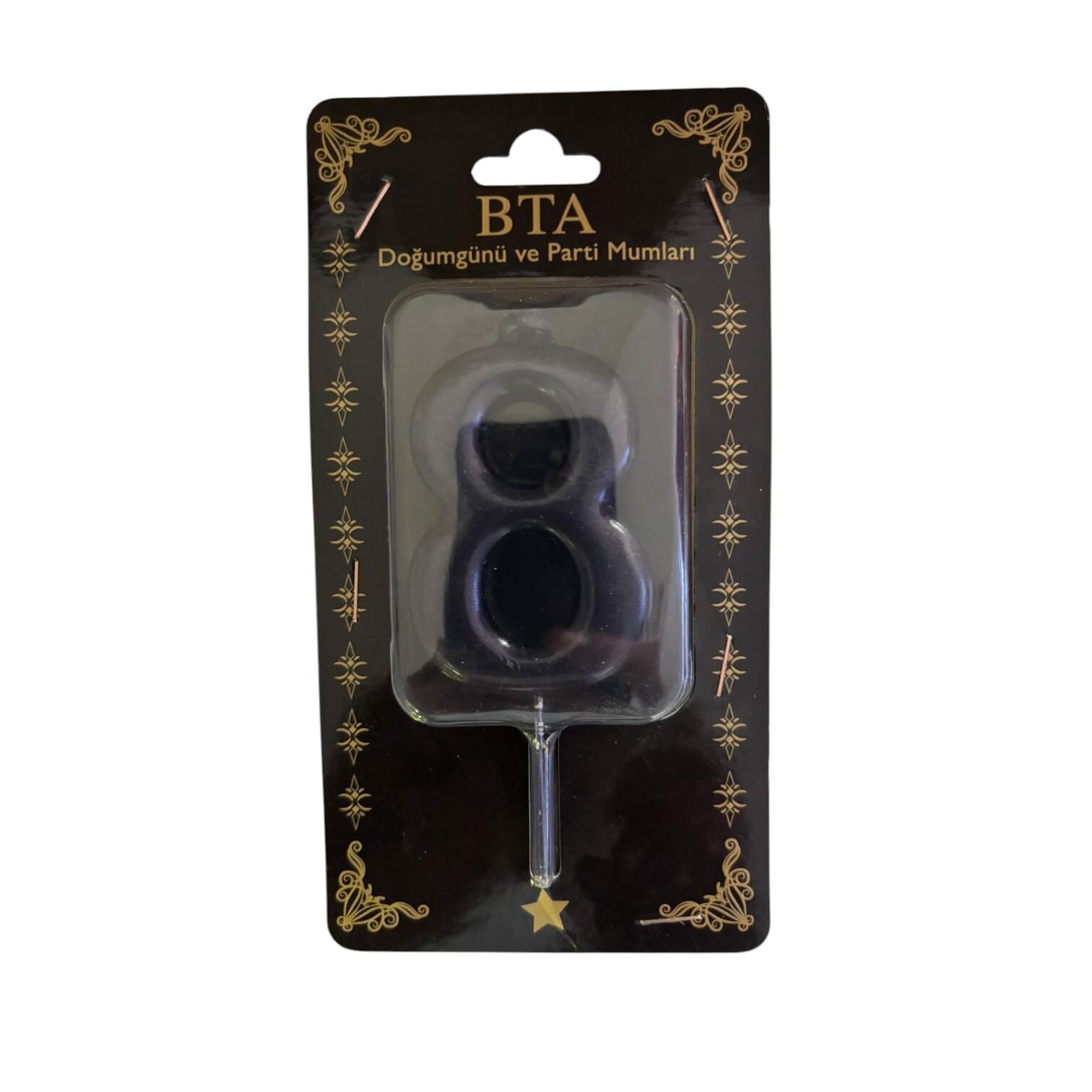 RAKAM MUM 8 CM SİYAH ''8''