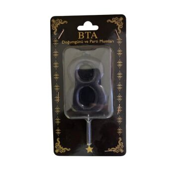 RAKAM MUM 8 CM SİYAH ''8''