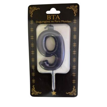 RAKAM MUM 8 CM SİYAH ''9''