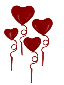 4 LÜ KALP PASTA SÜSÜ MAVİ-PEMBE-KIRMIZI