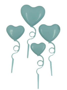 4 LÜ KALP PASTA SÜSÜ MAVİ-PEMBE-KIRMIZI