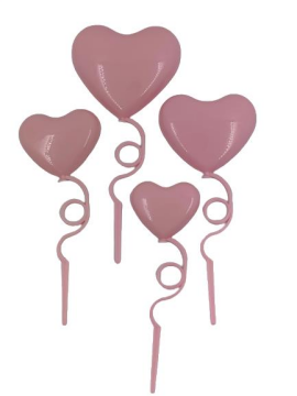 4 LÜ KALP PASTA SÜSÜ MAVİ-PEMBE-KIRMIZI