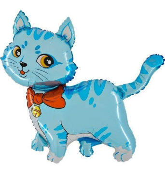 Erkek Kedi Mavi Folyo Balon 36''