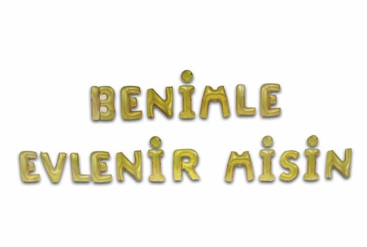 Benimle Evlenirmisin Folyo Balon Gold Renk