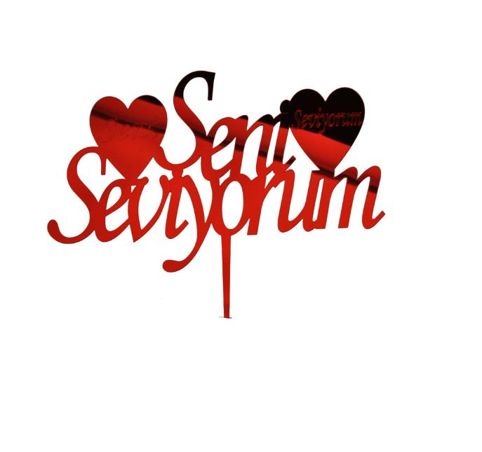 Pleksi Seni Seviyorum Kırmızı
