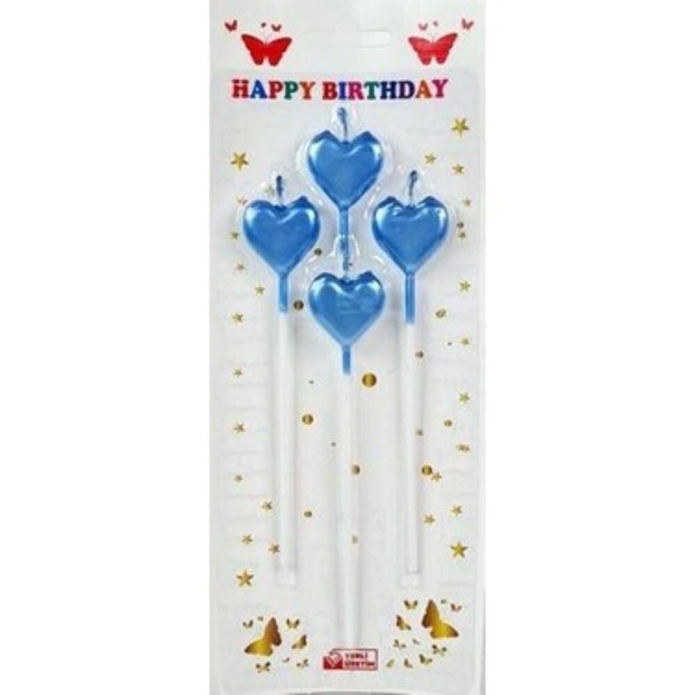 MAVİ KALP MUM 4 LÜ