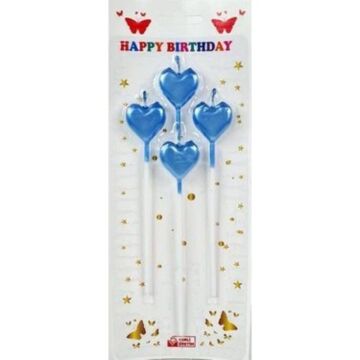 MAVİ KALP MUM 4 LÜ