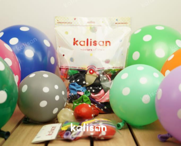 Beyaz Puantiye Baskılı Karışık Renk Balon 30 Cm 12''100 Adet (Kalisan)