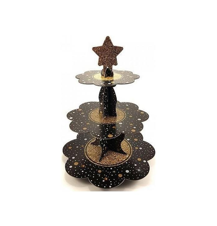 3 Katlı Cupcake Standı Gold Parıltılı