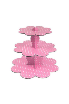 3 Katlı Cupcake Standı Pembe Puantiyeli