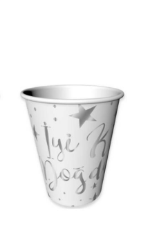 İyi Ki Doğdun Gümüş Baskılı Beyaz Renk Karton Bardak 8 Adet