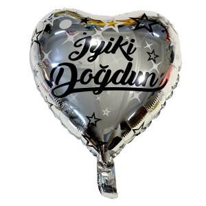 18'' KALP İYİ Kİ DOĞDUN GÜMÜŞ FOLYO BALON