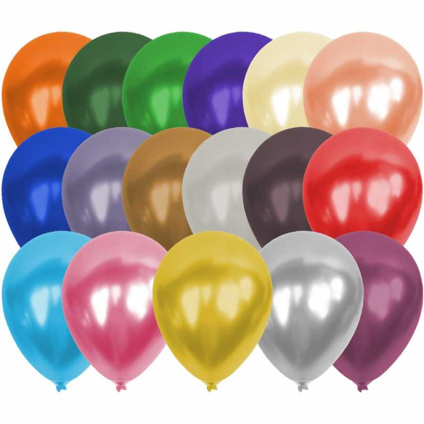 100 Adet Karışık Renkli Metalik Balon 35 Cm 12'' (B.E)