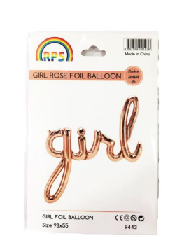 Girl Yazılı Folyo Balon Rosegold Renk 98 Cm X 55 Cm