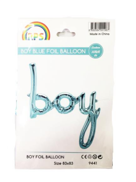 Boy Yazılı Folyo Balon Mavi Renk 83 Cm X 83 Cm
