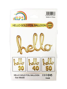 Hello Yazılı Folyo Balon Gold Renk 100 Cm X 55 Cm