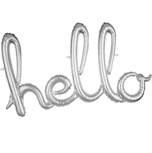 Hello Yazılı Folyo Balon Gümüş Renk 100 Cm X 55 Cm