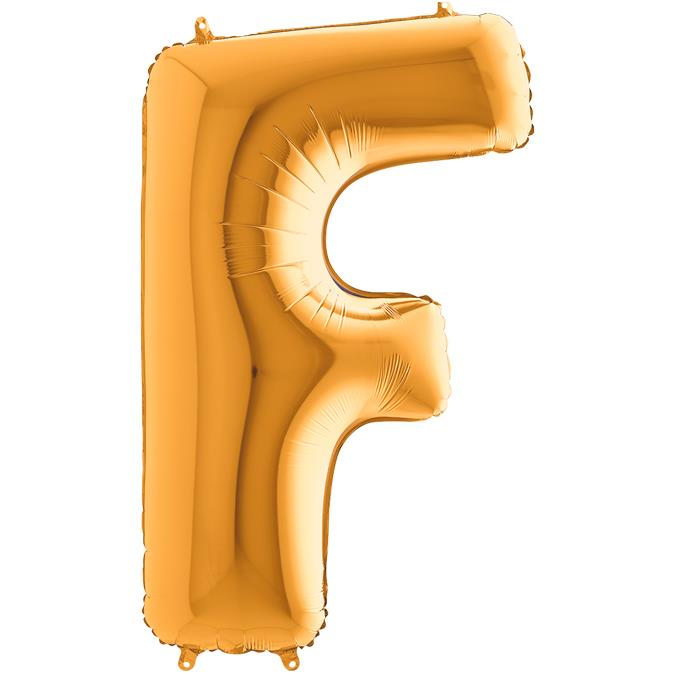 S/SHAPE FOİL BALON - LETTER -F- GOLD