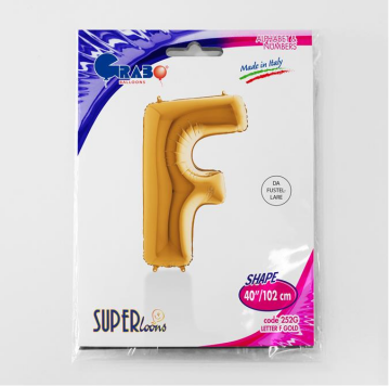 S/SHAPE FOİL BALON - LETTER -F- GOLD