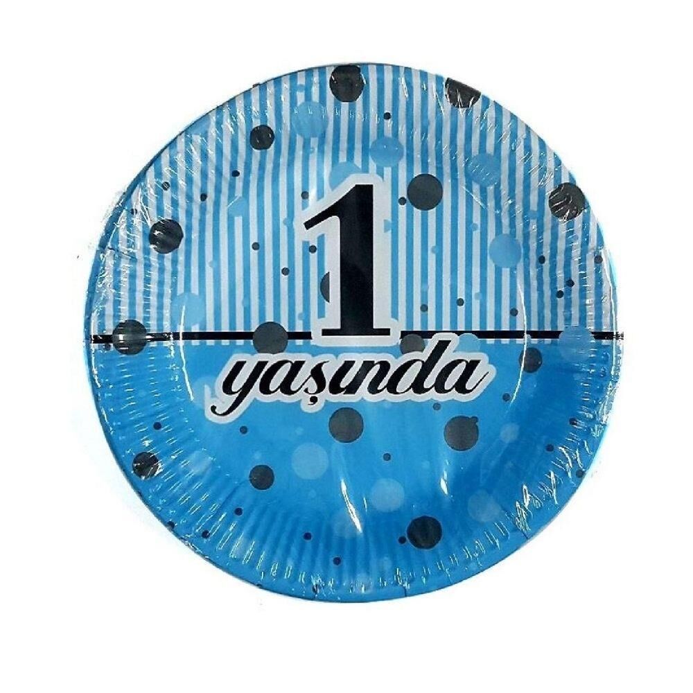 1 YAŞ MAVİ KARAKTERLİ KARTON TABAK