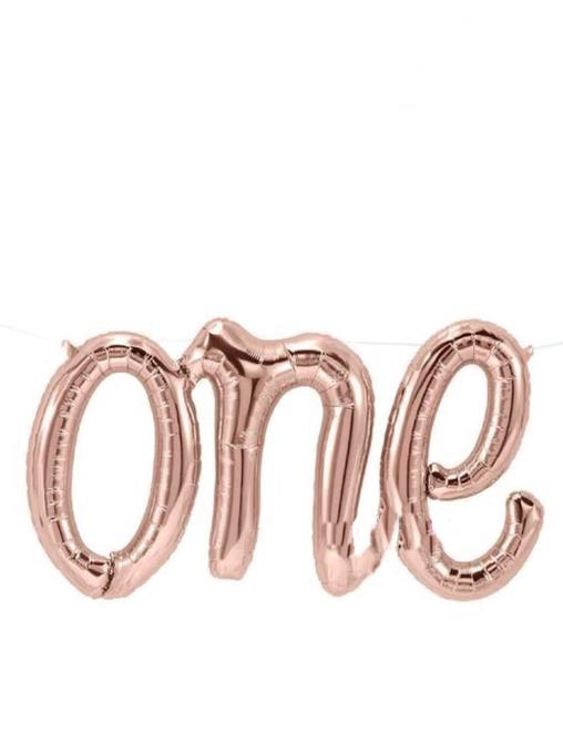 One 1 Yaş Folyo Balon Rosegold 107Cm X 50Cm