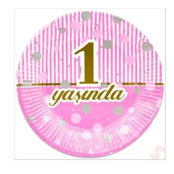 1 YAŞ PEMBE KARAKTERLİ KARTON TABAK
