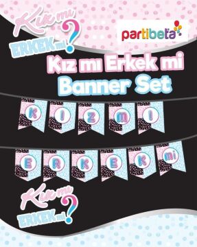 KIZ MI ERKEK Mİ BANNER BAYRAK SET