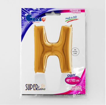 S/SHAPE FOİL BALON - LETTER -H- GOLD