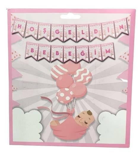 HOŞGELDİN BEBEĞİM PEMBE BANNER BAYRAK SET