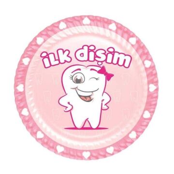 İLK DİŞİM PEMBE KARAKTERLİ KARTON TABAK