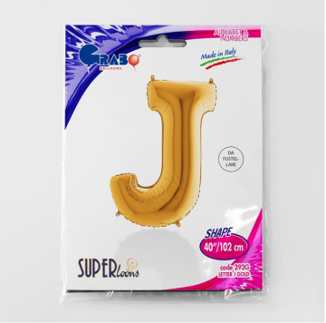 S/SHAPE FOİL BALON - LETTER -J- GOLD
