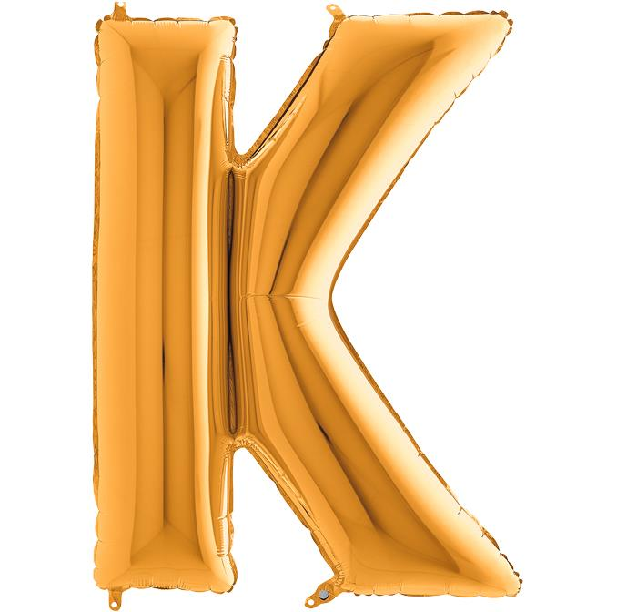 S/SHAPE FOİL BALON - LETTER -K- GOLD