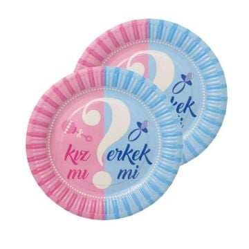 KIZ MI ERKEK Mİ KARAKTERLİ KARTON TABAK