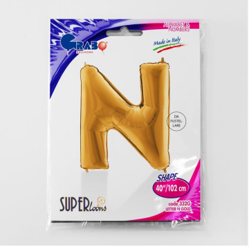 S/SHAPE FOİL BALON - LETTER -N- GOLD