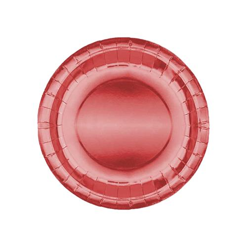 Metalize Karton Tabak Kırmızı Renk ( 8 Adet )