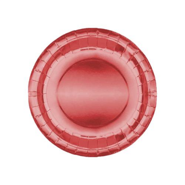 Metalize Karton Tabak Kırmızı Renk ( 8 Adet )