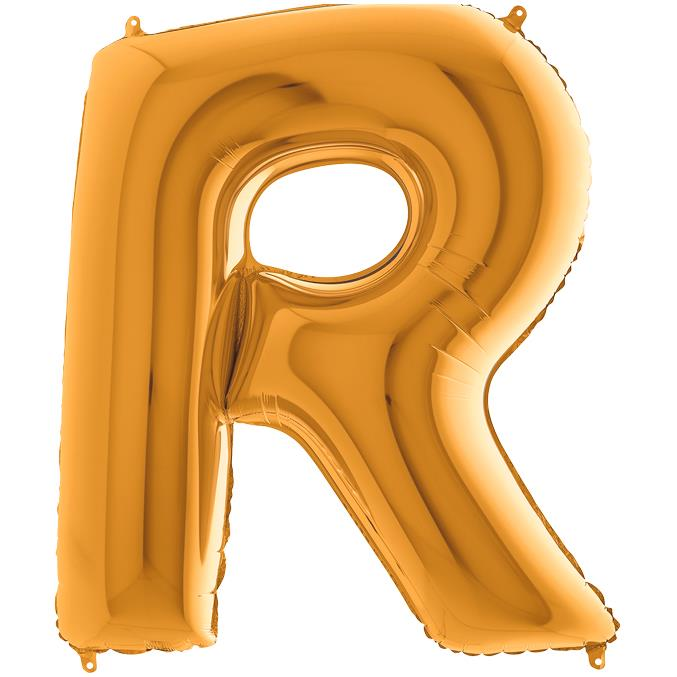 S/SHAPE FOİL BALON - LETTER -R- GOLD