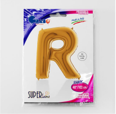 S/SHAPE FOİL BALON - LETTER -R- GOLD