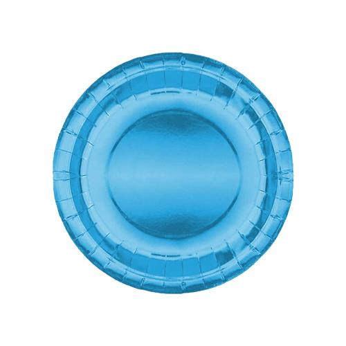 Metalize Karton Tabak Mavi Renk ( 8 Adet )