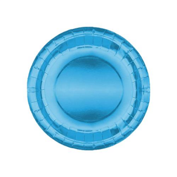 Metalize Karton Tabak Mavi Renk ( 8 Adet )