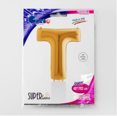 S/SHAPE FOİL BALON - LETTER -T- GOLD