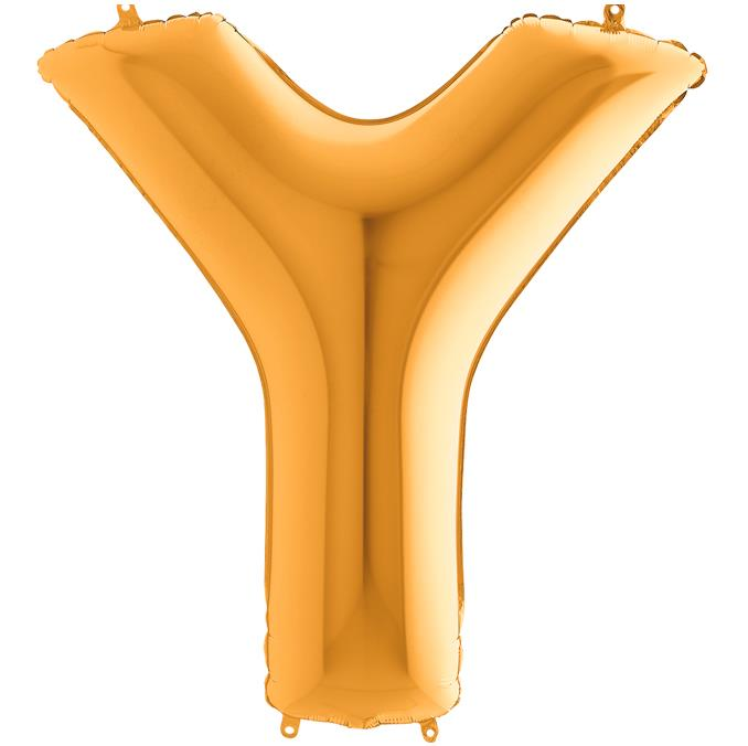 S/SHAPE FOİL BALON - LETTER -Y- GOLD