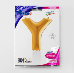S/SHAPE FOİL BALON - LETTER -Y- GOLD