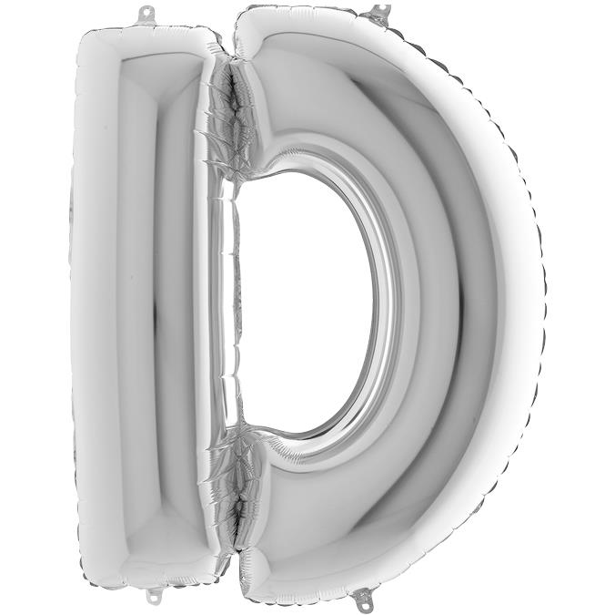 S/SHAPE FOİL BALON - LETTER -D- SILVER